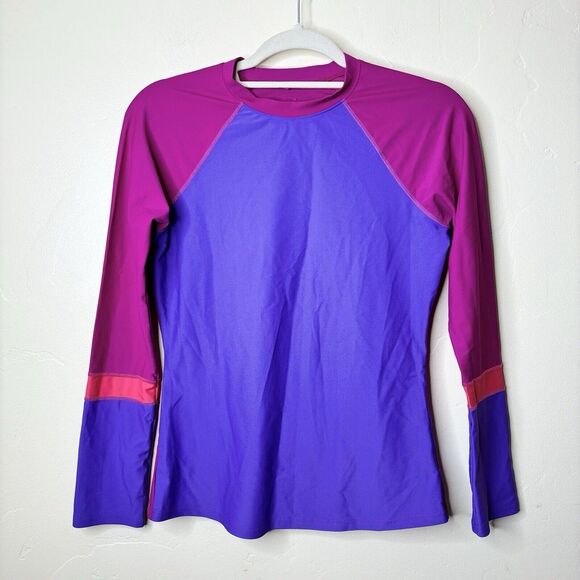 prAna Rashguard Women XS Purple Pink Lorelei Sun‎ Top Beach Surf Water Sport - Picture 1 of 5